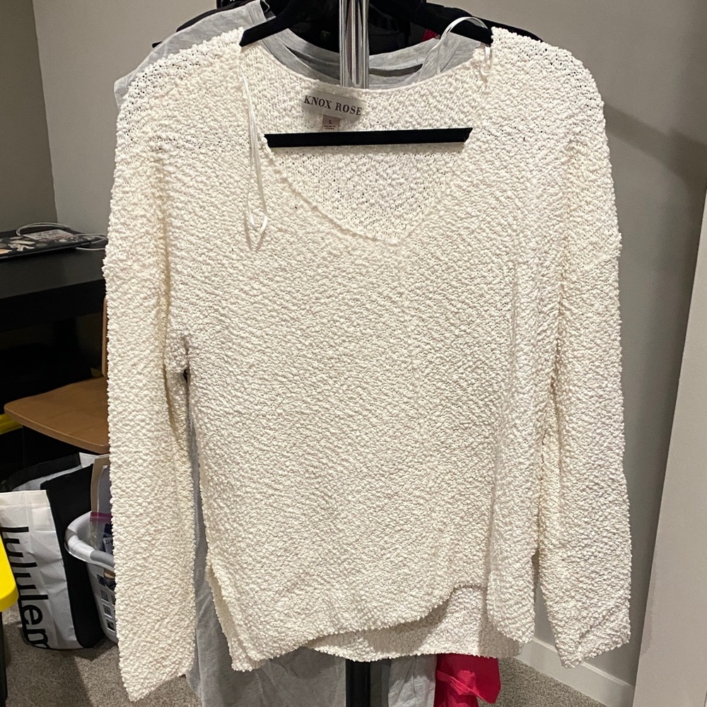 Knox Rose Cream Textured Pullover